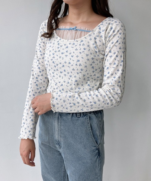 AS KNOW AS plus(アズノゥアズプラス)の「◇チュールドッキングリブメロウプルオーバー(Tシャツ/カットソー・レディース・アイボリー系/ブラウン系/ブラック・FREE)」の18枚目の写真
