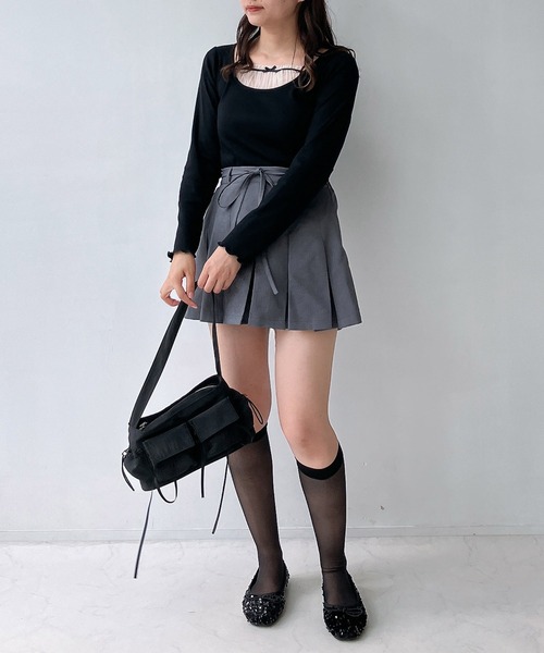 AS KNOW AS plus(アズノゥアズプラス)の「◇チュールドッキングリブメロウプルオーバー(Tシャツ/カットソー・レディース・アイボリー系/ブラウン系/ブラック・FREE)」の9枚目の写真