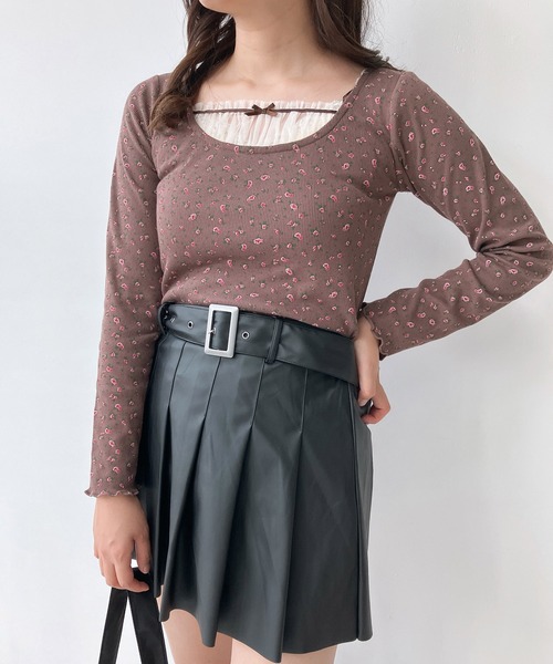 AS KNOW AS plus(アズノゥアズプラス)の「◇チュールドッキングリブメロウプルオーバー(Tシャツ/カットソー・レディース・アイボリー系/ブラウン系/ブラック・FREE)」の12枚目の写真