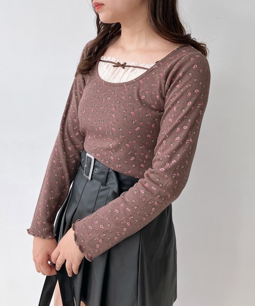 AS KNOW AS plus(アズノゥアズプラス)の「◇チュールドッキングリブメロウプルオーバー(Tシャツ/カットソー・レディース・アイボリー系/ブラウン系/ブラック・FREE)」の13枚目の写真