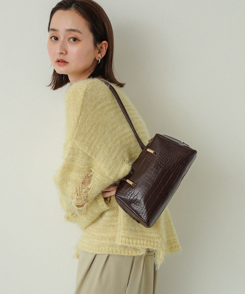 SENSE OF PLACE by URBAN RESEARCH（センスオブプレイスバイアーバンリサーチ）の「クロコライクスクエアバッグ（ハンドバッグ・レディース・ブラック/ブラウン/オレンジ・ONE）」の6枚目の写真