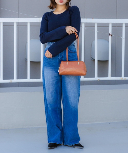 SENSE OF PLACE by URBAN RESEARCH（センスオブプレイスバイアーバンリサーチ）の「クロコライクスクエアバッグ（ハンドバッグ・レディース・ブラック/ブラウン/オレンジ・ONE）」の15枚目の写真