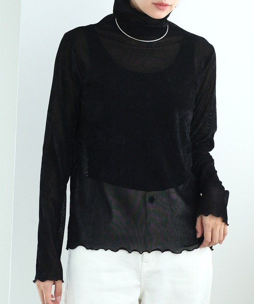 itto...(イット)の「ボトルネックベロアシアートップス(Tシャツ/カットソー・レディース・ブラック/グレー/ブルー・M)」の7枚目の写真