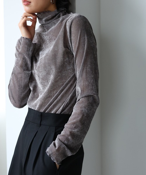 itto...(イット)の「ボトルネックベロアシアートップス(Tシャツ/カットソー・レディース・ブラック/グレー/ブルー・M)」の13枚目の写真