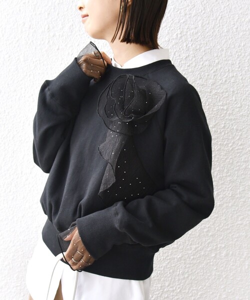 【セール】【WEB限定】〈手洗い可能〉コサージュ付き 裏毛 スウェット プルオーバー（スウェット）｜SHIPS（シップス） 6,776円