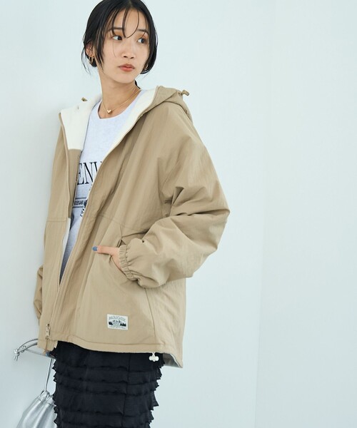 coen（コーエン）の「【そうコレ! 】＜PARKNIK＞リバーシブルフーディブルゾン（ブルゾン・レディース・ブラック/ナチュラル/ターコイズブルー/ベージュ・FREE）」の17枚目の写真