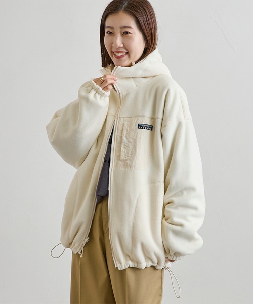 coen（コーエン）の「【そうコレ! 】＜PARKNIK＞リバーシブルフーディブルゾン（ブルゾン・レディース・ブラック/ナチュラル/ターコイズブルー/ベージュ・FREE）」の4枚目の写真