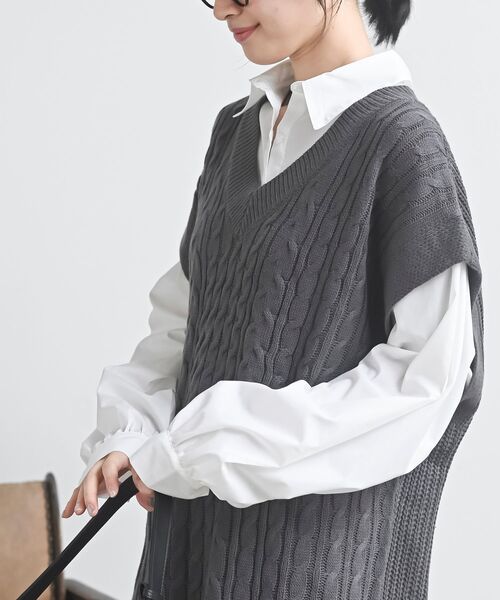 ケーブルニットベストドッキングシャツ（シャツ/ブラウス）｜rps