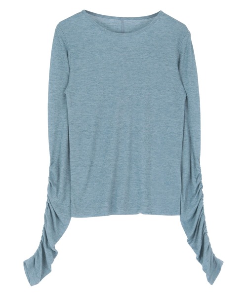 titivate(ティティベイト)の「袖シャーリングシアートップス(Tシャツ/カットソー・レディース・レッド/チャコール/オレンジ/アイボリー/ブルー/イエロー系その他/スミクロ/ピンク/ライトブルー/オフホワイト・M)」の22枚目の写真
