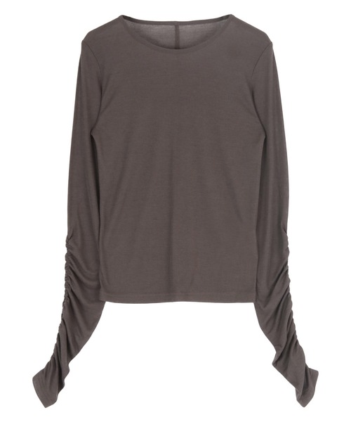 titivate(ティティベイト)の「袖シャーリングシアートップス(Tシャツ/カットソー・レディース・レッド/チャコール/オレンジ/アイボリー/ブルー/イエロー系その他/スミクロ/ピンク/ライトブルー/オフホワイト・M)」の21枚目の写真
