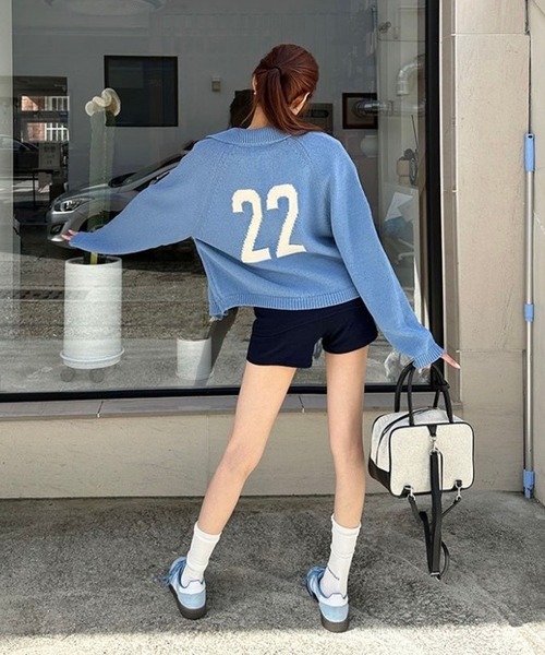 LYEON(リヨン)の「ナンバリングジャガードニットカーディガン(カーディガン/ボレロ・レディース・ベージュ/ブルー/オフホワイト・FREE)」の7枚目の写真