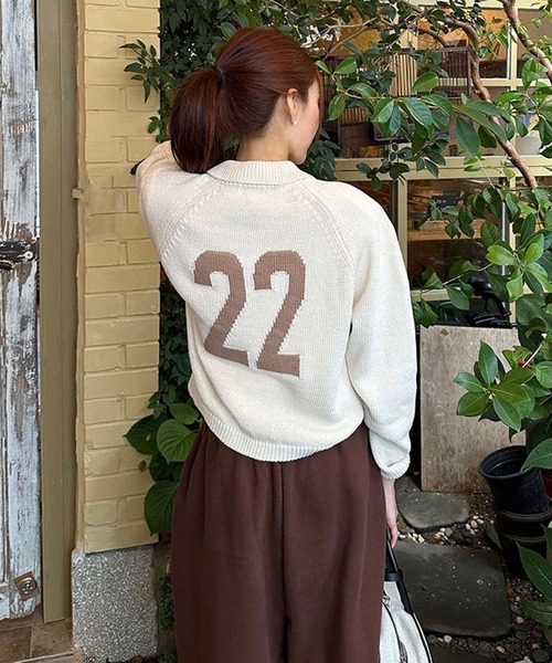 LYEON(リヨン)の「ナンバリングジャガードニットカーディガン(カーディガン/ボレロ・レディース・ベージュ/ブルー/オフホワイト・FREE)」の18枚目の写真