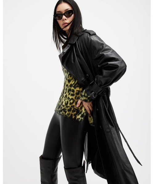 ALLSAINTS(オールセインツ)の「HENDRY RELAXED FIT LEATHER TRENCH COAT | HENDRY リラックス フィット レザー トレンチコート(トレンチコート・レディース・ブラック・M/L/S/XS)」の5枚目の写真