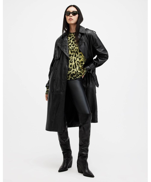 ALLSAINTS(オールセインツ)の「HENDRY RELAXED FIT LEATHER TRENCH COAT | HENDRY リラックス フィット レザー トレンチコート(トレンチコート・レディース・ブラック・M/L/S/XS)」の7枚目の写真