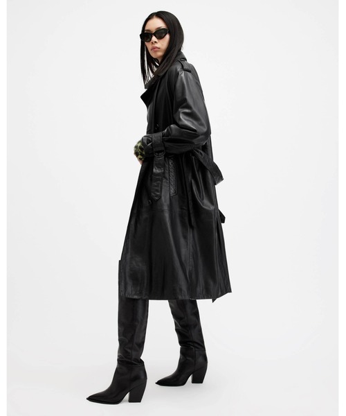 ALLSAINTS(オールセインツ)の「HENDRY RELAXED FIT LEATHER TRENCH COAT | HENDRY リラックス フィット レザー トレンチコート(トレンチコート・レディース・ブラック・M/L/S/XS)」の8枚目の写真