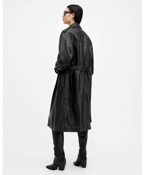 ALLSAINTS(オールセインツ)の「HENDRY RELAXED FIT LEATHER TRENCH COAT | HENDRY リラックス フィット レザー トレンチコート(トレンチコート・レディース・ブラック・M/L/S/XS)」の10枚目の写真