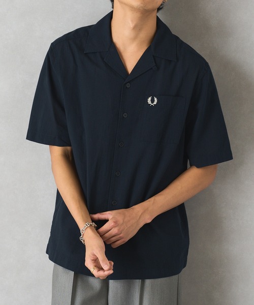 【FRED PERRY】フレッドペリー コットン シャツ FRED PERRY｜コットン ビッグカラー シャツ “Placket Detail