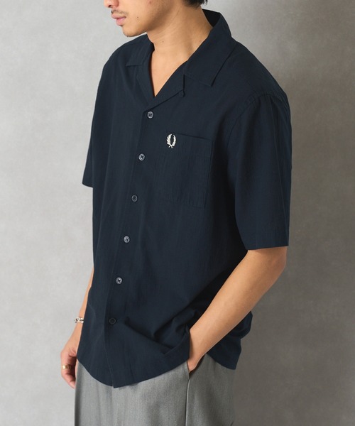 FRED PERRY(フレッドペリー)の「【FRED PERRY】LIGHTWEIGHT TEXTURE REVERE COLLAR SHIRT M7762(シャツ/ブラウス・レディース・ネイビー/ライトブルー/カーキ・M/L/S)」の8枚目の写真