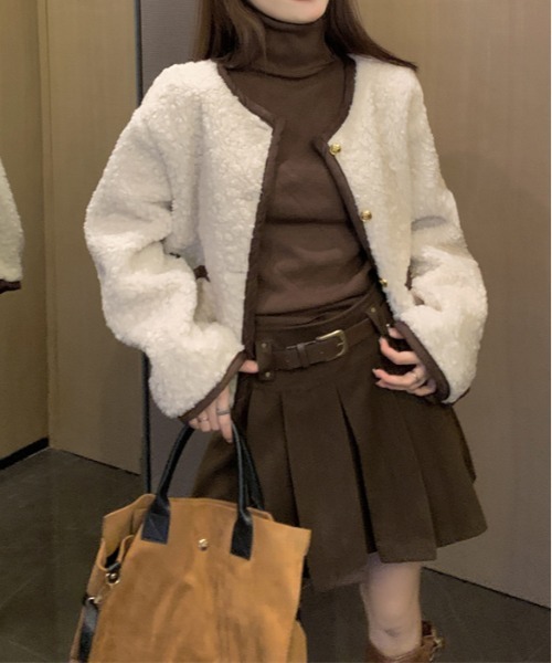 gossip!ロサンゼルス(ゴシップロサンゼルス)の「Y2K ボア ジャケット(テーラードジャケット・レディース・ブラウン/オフホワイト・FREE)」の14枚目の写真