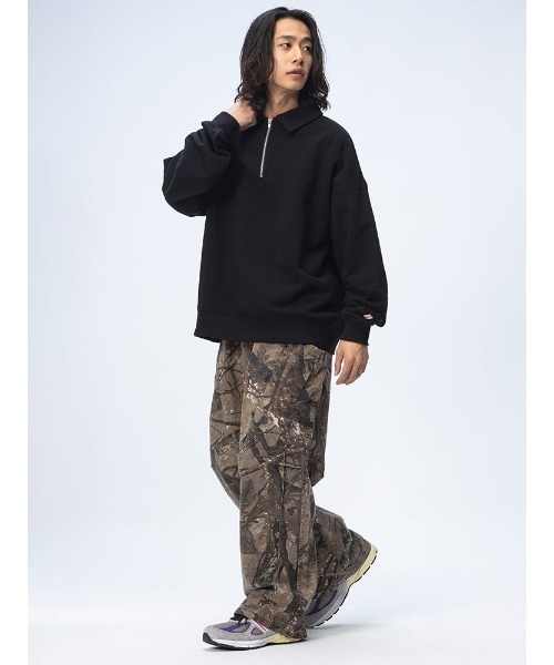 Goodwear(グッドウェア)の「Goodwear ハーフジップ オーバーサイズ トレーナー 衿付き 2W-764208(スウェット・メンズ・ブラック/カーキ・M/L/LL)」の3枚目の写真