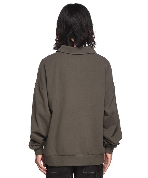 Goodwear(グッドウェア)の「Goodwear ハーフジップ オーバーサイズ トレーナー 衿付き 2W-764208(スウェット・メンズ・ブラック/カーキ・M/L/LL)」の6枚目の写真
