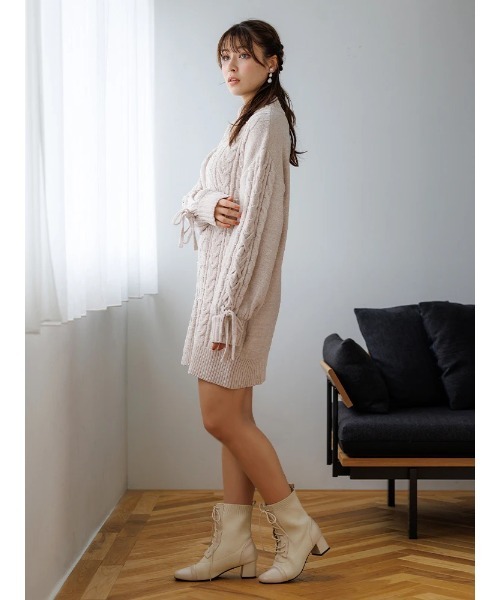 LUDIC PARK(ルディックパーク)の「【もちもちキラキラ】モールケーブルパールニットワンピース(ワンピース・レディース・ピンク/オフホワイト/サックスブルー・M)」の22枚目の写真