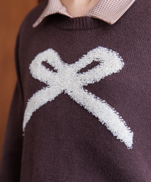 flower(フラワー)の「ポッピングリボンニット(ニット/セーター・レディース・ネイビー/ブラウン・FREE)」の9枚目の写真