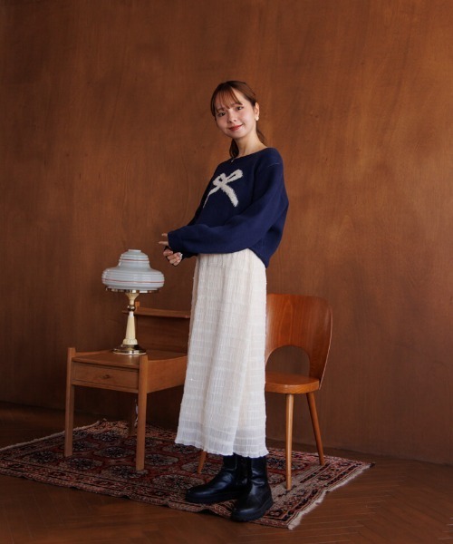 flower(フラワー)の「ポッピングリボンニット(ニット/セーター・レディース・ネイビー/ブラウン・FREE)」の13枚目の写真