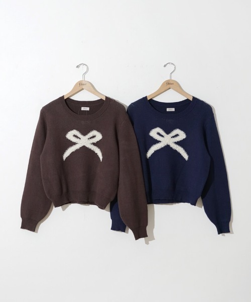 flower(フラワー)の「ポッピングリボンニット(ニット/セーター・レディース・ネイビー/ブラウン・FREE)」の18枚目の写真