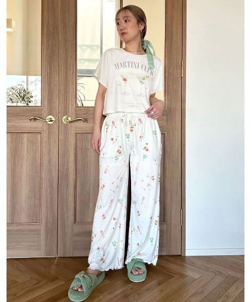 SNIDEL HOME☆ ボンディングパーカー&ロングパンツセット Luxshine】【接触冷感】プリントロングパンツ（ロングパンツ