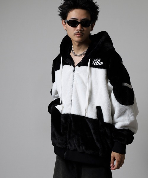 RE730(アールイーセブンサーティー)の「Big Logo Eco Fur Zip-Up Blouson Hoodie / ビッグロゴエコファー ジップアップブルゾン フーディー unisex(ブルゾン・メンズ・ホワイト/ブラック/グレー/ブルー・M/L)」の21枚目の写真