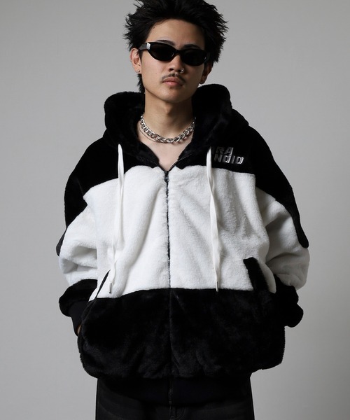 RE730(アールイーセブンサーティー)の「Big Logo Eco Fur Zip-Up Blouson Hoodie / ビッグロゴエコファー ジップアップブルゾン フーディー unisex(ブルゾン・メンズ・ホワイト/ブラック/グレー/ブルー・M/L)」の22枚目の写真