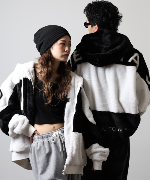 RE730(アールイーセブンサーティー)の「Big Logo Eco Fur Zip-Up Blouson Hoodie / ビッグロゴエコファー ジップアップブルゾン フーディー unisex(ブルゾン・メンズ・ホワイト/ブラック/グレー/ブルー・M/L)」の19枚目の写真