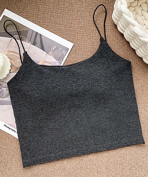 Lace Ladies(レースレディース)の「バック ツイスト カットアウト カップ付き ハーフトップ(キャミソール・レディース・ブラック/モカ/ダークグレー/ホワイト/ライトグレー/グリーン・FREE)」の4枚目の写真