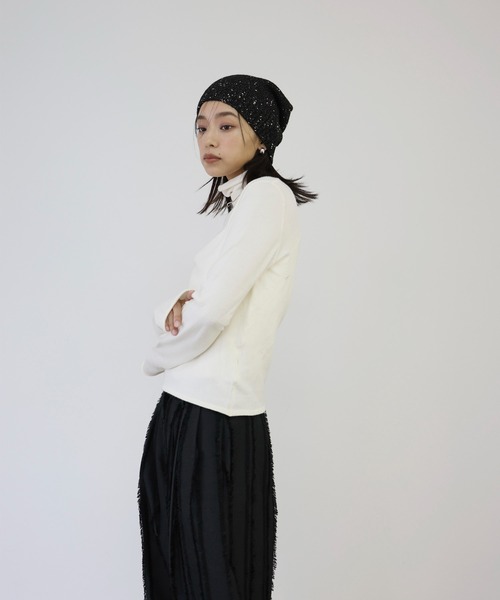 hellam（へラム）の「ラメネップニットビーニー（ニットキャップ/ビーニー・レディース・アイボリー/チャコール/ブラック・FREE）」の5枚目の写真