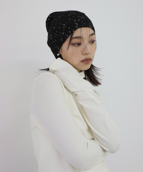 hellam（へラム）の「ラメネップニットビーニー（ニットキャップ/ビーニー・レディース・アイボリー/チャコール/ブラック・FREE）」の7枚目の写真