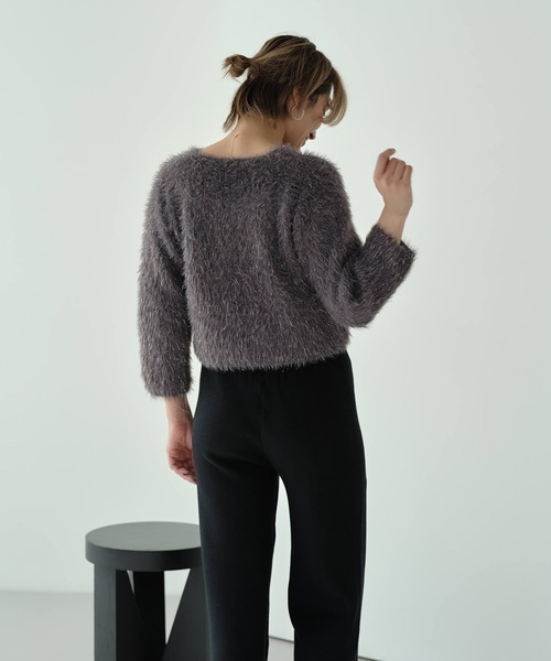 ニット セーター グリッターフェザーVネックニットPO レディース Mia （ミア）の「グリッターフェザーVネックニットPO（ニット