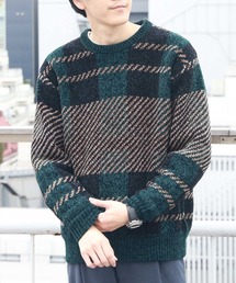 XANDER ZHOU ライトグリーン ニット フェザーモールクルーネックニット＜グリーン＞(S グリーン