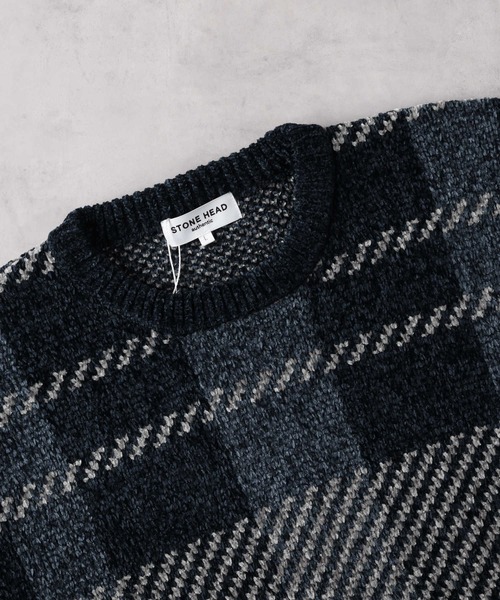 Right-on（ライトオン）の「チェックモール クルーネックニット（ニット/セーター・メンズ・ブルー/グリーン・M/L/XL）」の11枚目の写真