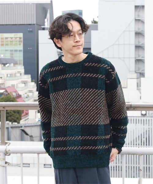 Right-on（ライトオン）の「チェックモール クルーネックニット（ニット/セーター・メンズ・ブルー/グリーン・M/L/XL）」の12枚目の写真