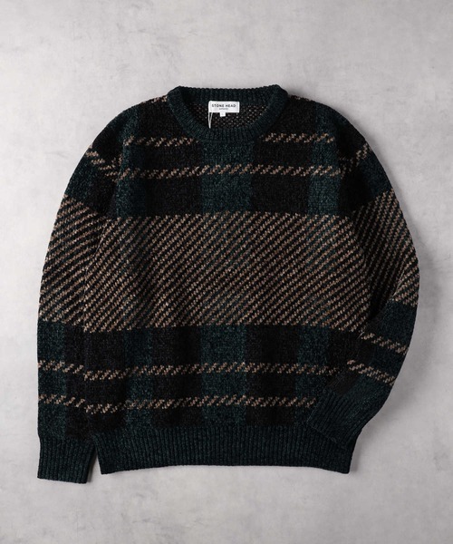 Right-on（ライトオン）の「チェックモール クルーネックニット（ニット/セーター・メンズ・ブルー/グリーン・M/L/XL）」の16枚目の写真