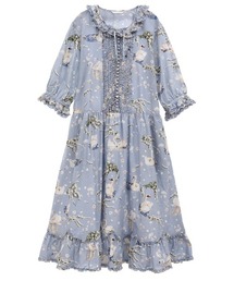 ピンクハウス　花柄　ワンピース　ヴィンテージ　 ライトブルー　リボン ショップレビュー ランキング ピンクハウス 花柄 ワンピース