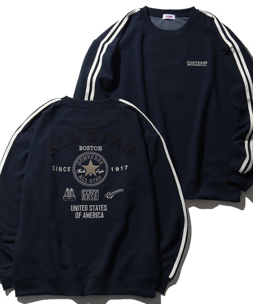 CONVERSE(コンバース)の「【CONVERSE/コンバース】袖ライン 入り バック刺繍 クルーネック 長袖 スウェット(スウェット・メンズ・ネイビー/ダークブルー/スミクロ/ホワイト/オートミール/ブラック・M/LL/L)」の2枚目の写真