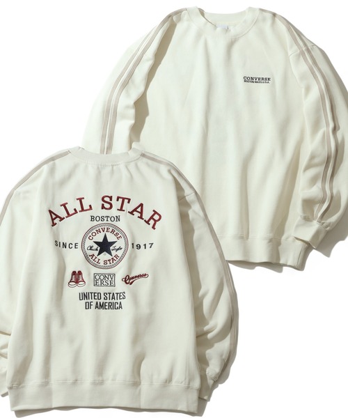CONVERSE(コンバース)の「【CONVERSE/コンバース】袖ライン 入り バック刺繍 クルーネック 長袖 スウェット(スウェット・メンズ・ネイビー/ダークブルー/スミクロ/ホワイト/オートミール/ブラック・M/LL/L)」の3枚目の写真