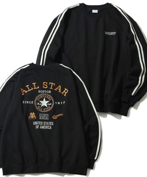 CONVERSE(コンバース)の「【CONVERSE/コンバース】袖ライン 入り バック刺繍 クルーネック 長袖 スウェット(スウェット・メンズ・ネイビー/ダークブルー/スミクロ/ホワイト/オートミール/ブラック・M/LL/L)」の1枚目の写真