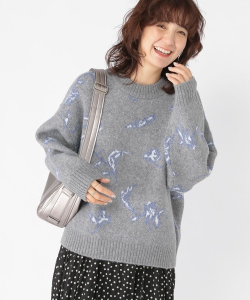 studio CLIP（スタディオクリップ）の「6ゲージフラワージャカードニットプルオーバー（ニット/セーター・レディース・ブルー/ベージュ/グレー・FREE）」の7枚目の写真