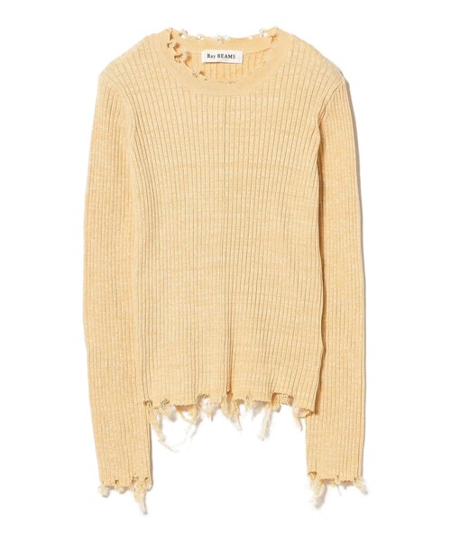 Ray BEAMS(レイビームス)の「リブ ダメージ クルーネック トップス(ニット/セーター・レディース・クリーム/ライトブルー・ONE SIZE)」の22枚目の写真