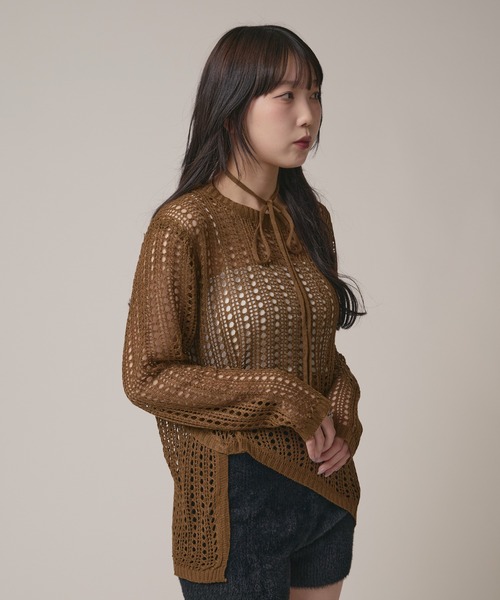 BLANK (ブランク)の「▲Sheer Loose Knit /シア―ルーズニット 秋物 秋服 2026年秋冬 冬服(ニット/セーター・レディース・グレー/ブラック/ホワイト/ベージュ/モカ・FREE)」の18枚目の写真