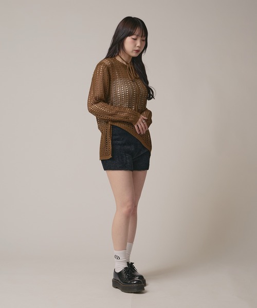 BLANK (ブランク)の「▲Sheer Loose Knit /シア―ルーズニット 秋物 秋服 2026年秋冬 冬服(ニット/セーター・レディース・グレー/ブラック/ホワイト/ベージュ/モカ・FREE)」の16枚目の写真