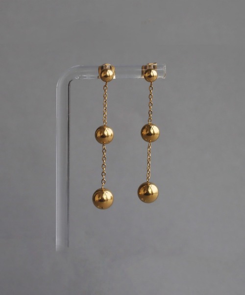 abaskdesign(アバスクデザイン)の「金属アレルギー対応 ロングメタルボールピアス(ピアス(両耳用)・レディース・ゴールド・FREE)」の8枚目の写真